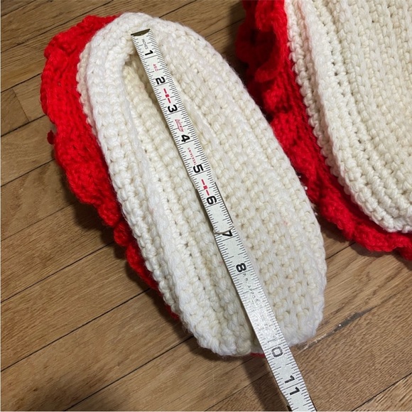 White and Red Crochet Slippers - Picture 6 of 10